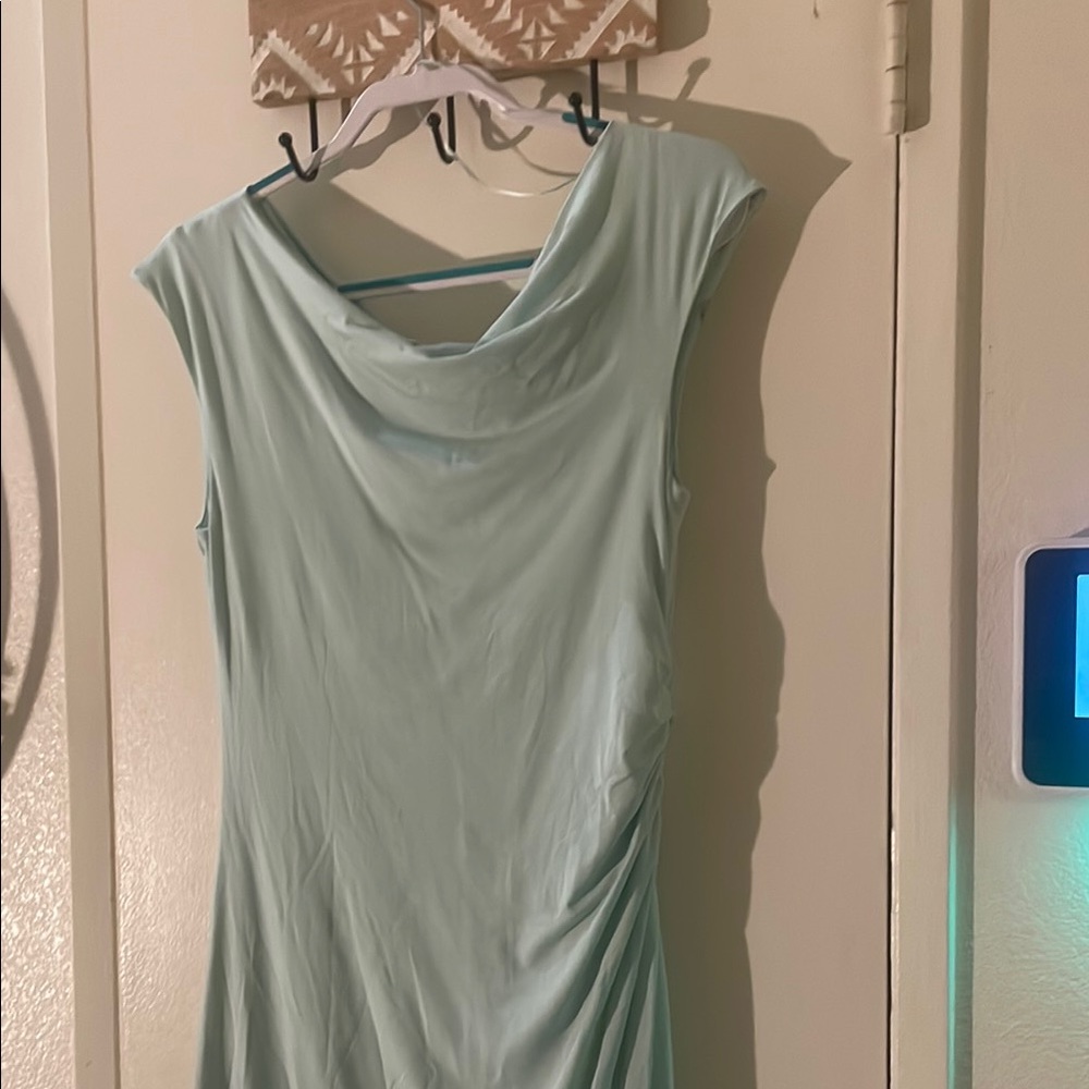 Elegant Mint Off-Shoulder Dress - Picture 7 of 11